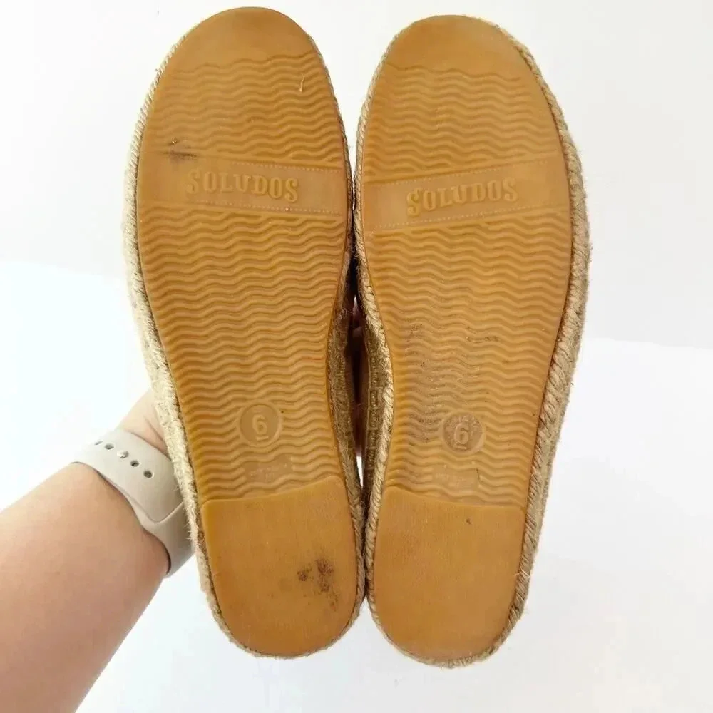 SOLUDOS Size 6 Tan Canvas Espadrille‎ Flats Casual Summer